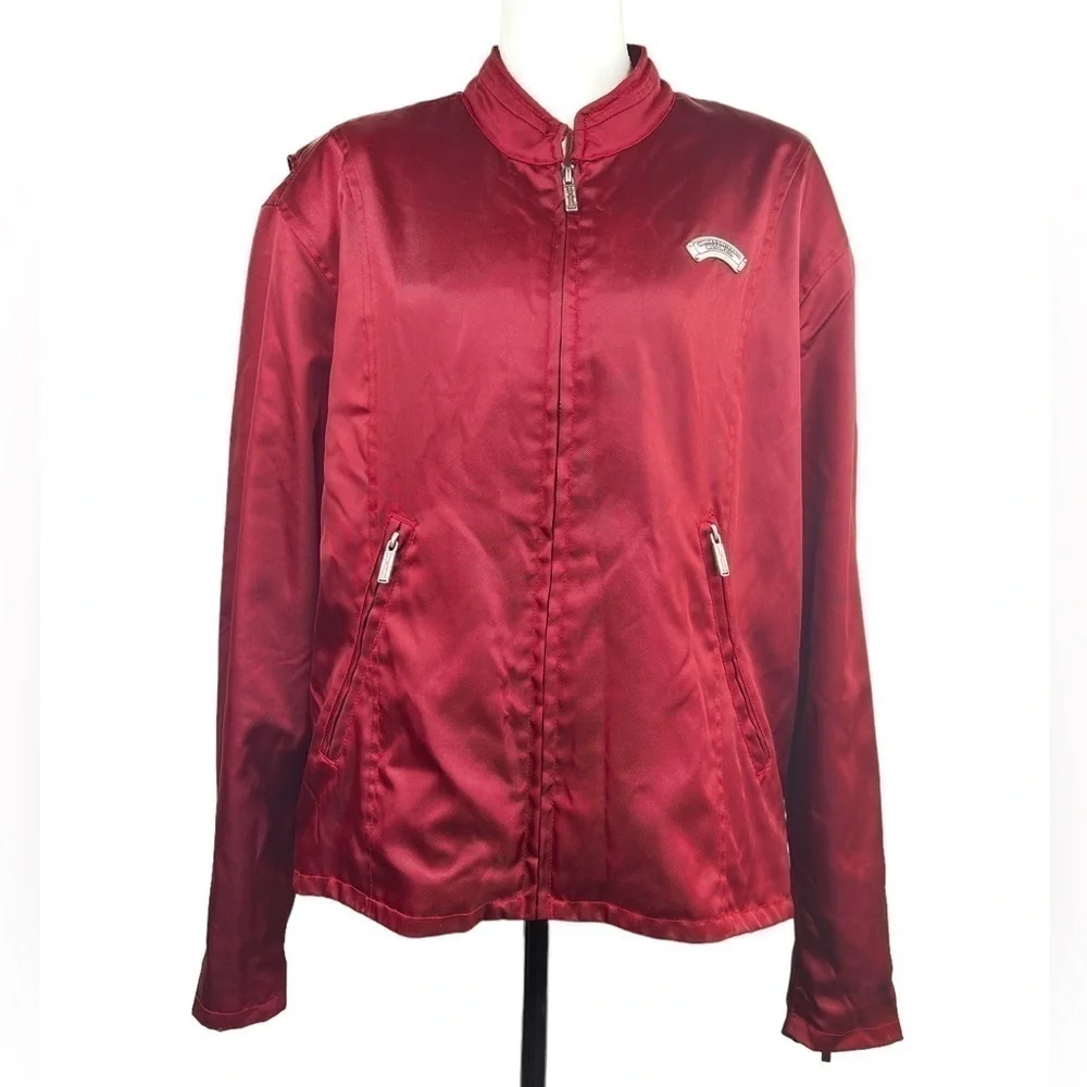 Harley Davidson Women's Burgundy Motorcycle Biker Jacket - Picture 2 of 16